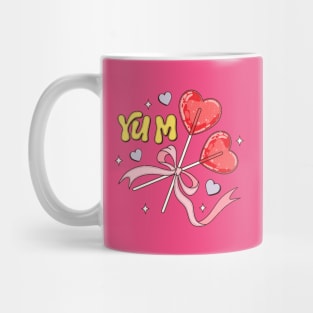 Heart Shaped Lollipop Pink Ribbon Trendy Coquette Style Coquette Bow Aesthetic Mug